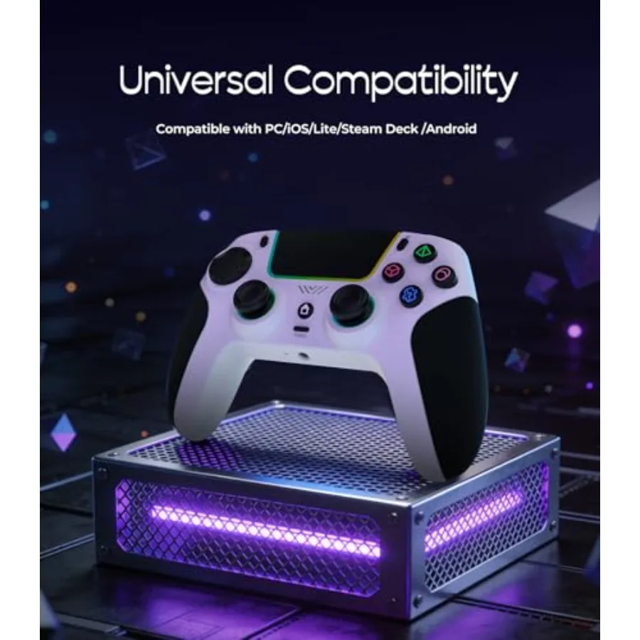 LED Wireless Controller for PS5with PS5 Pro/PC/iOS/Android/MAC/Steam Deck Hall-effect joysticks/ Programmable/Dual Vibration/ T