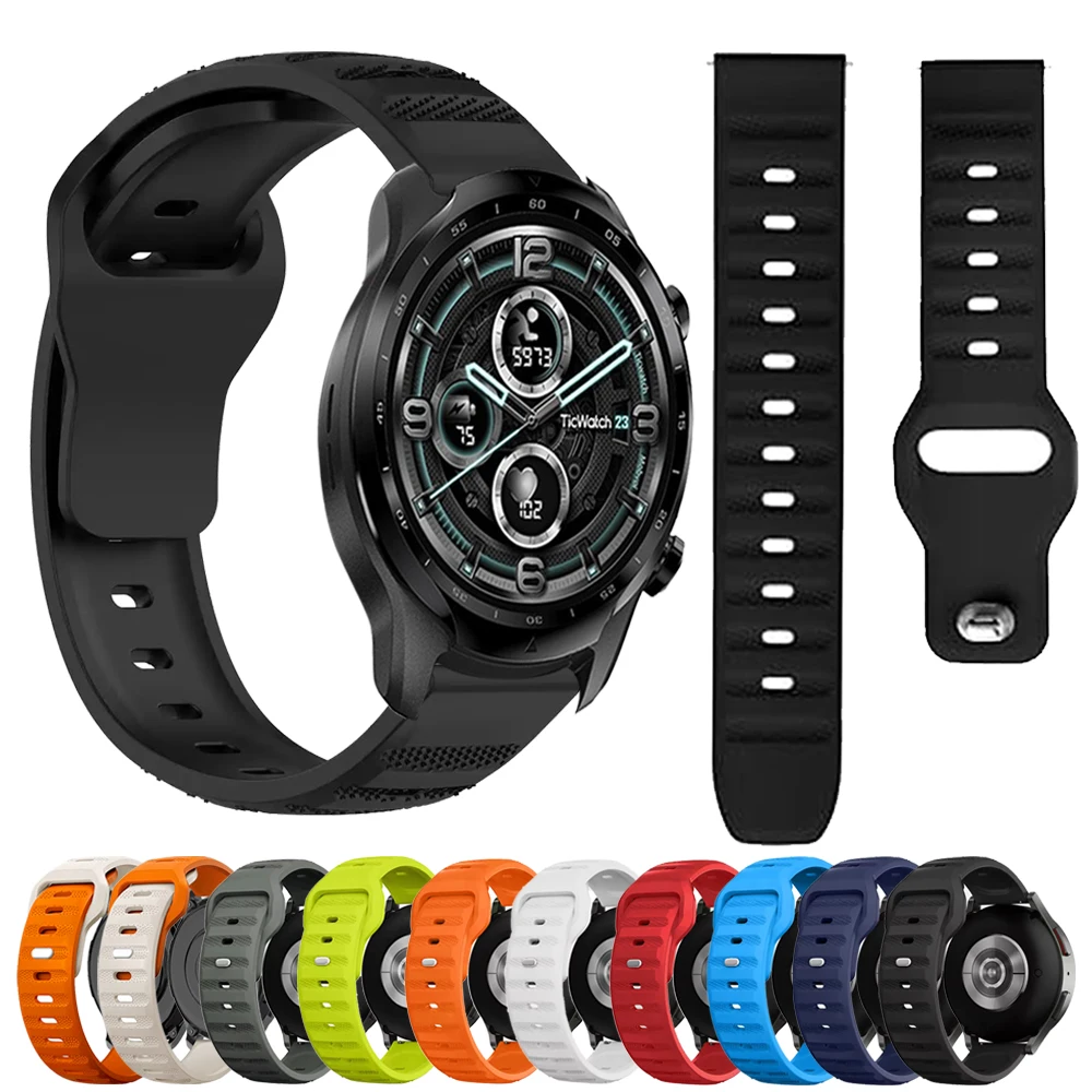 20 مللي متر 22 مللي متر حزام ل TicWatch GTW GTX/GTH 2 E3 E2 S2 الرياضة الفرقة TicWatch Pro 3 GPS/2020 2021/Ultra LTE سيليكون استبدال سوار