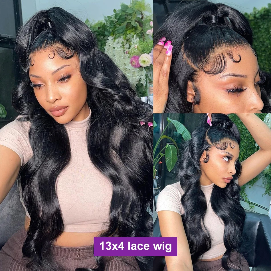 Body Wave Lace Front Wig 13X6 100% Human Hair 13X4 Transparent Hd Lace Frontal Wig 30 40 Inch Brazilian Pre Plucked Black Wigs image 3