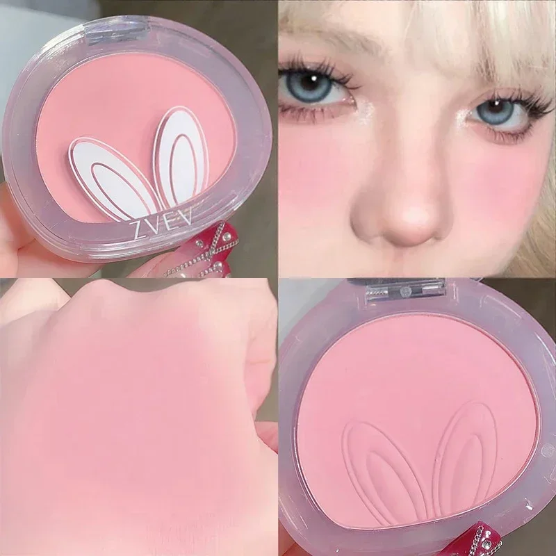 Long Ear Rabbit Monochrome Blush Palette Matte Cheeks Pink Contouring Powder Lasting Natural Nude Face Brightening Tinted