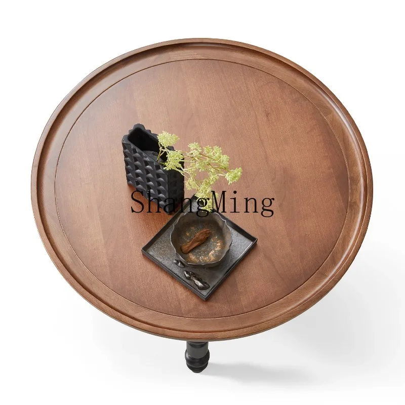 

CL high value retro solid wood coffee table small apartment living room round high-end tea table
