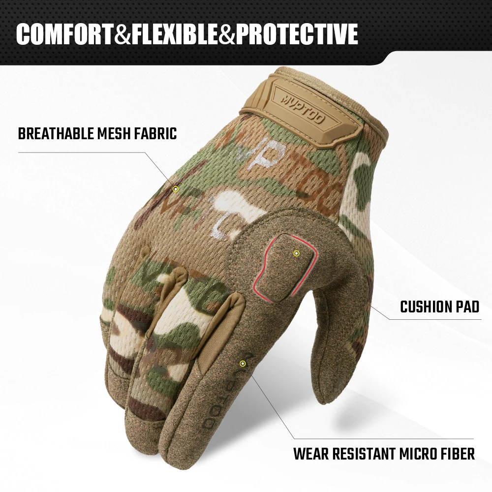 Rękawice taktyczne z ekranem dotykowym Oddychające rękawice do paintballa Airsoft Strzelanie bojowe Piesze wycieczki Myślistwo Rękawice z pełnym
