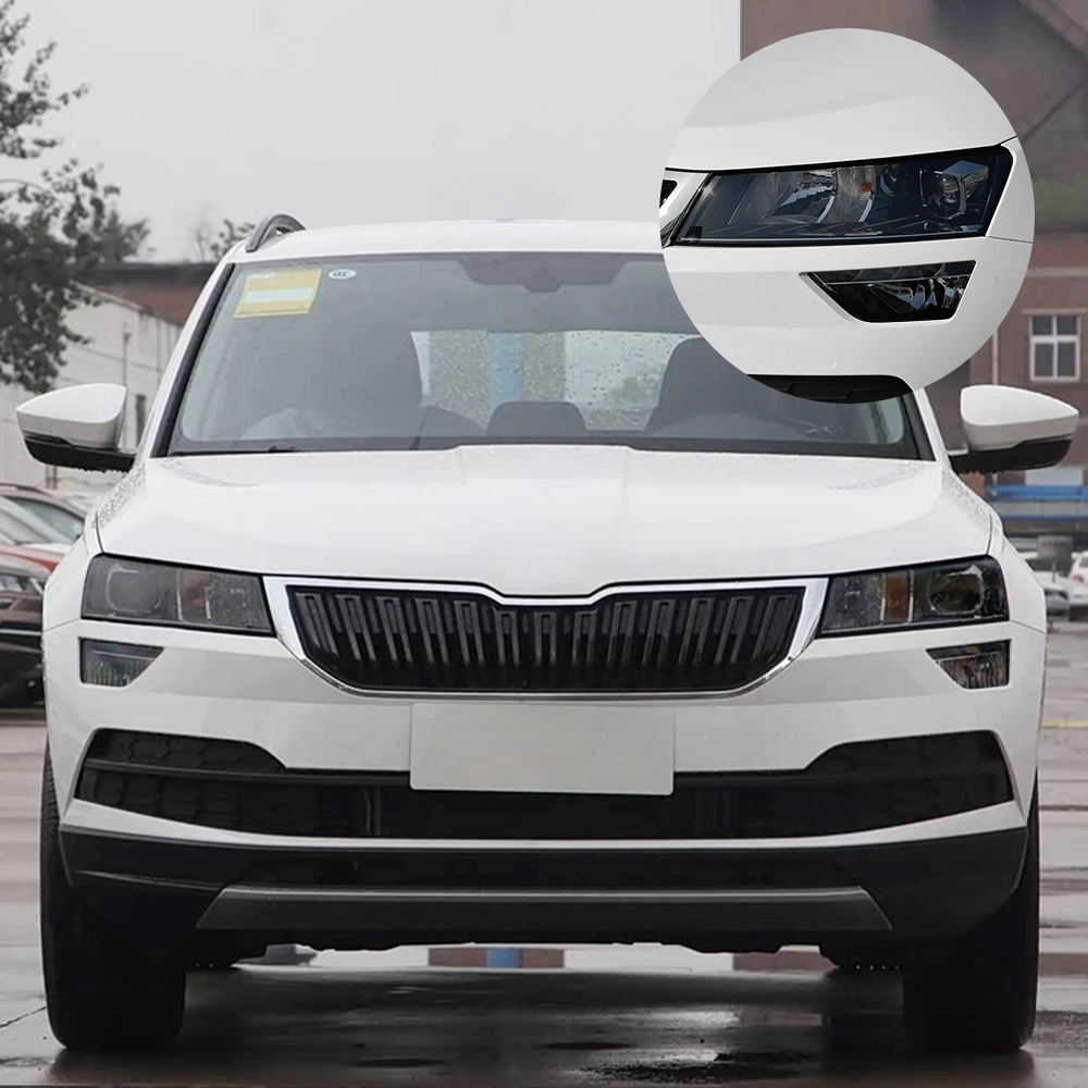 

For Skoda Karoq MK1 2017-2021 Smoke Black High-Gloss Pre-Cut TPU Headlight Protective Film PPF Anti-Scratch Vinyl Wrap Cover Kit