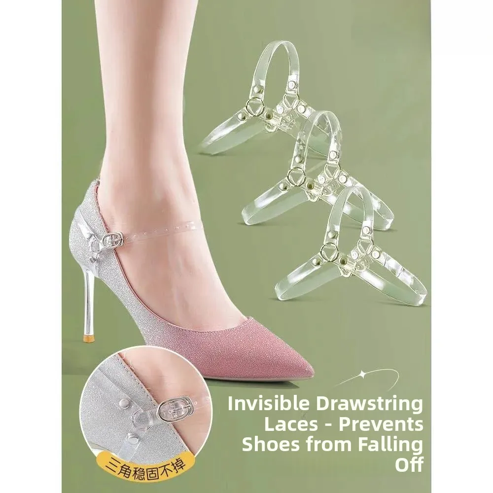Invisible Transparent Anti-Loss High Heels Shoelaces Women's Lazy Fixed Buckle Shoes Anti-Heel Drop Strap Shoelaces Nylon Mat...