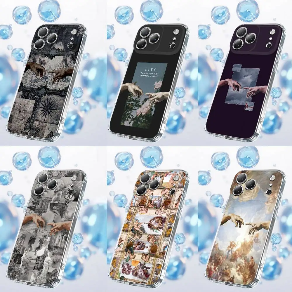 The Creation of Adam Michelangelo Phone Case For iPhone 17,16,15,14,13,12,11,Plus,Pro,Max,Plus,E,Air,Mini Transparent Cover