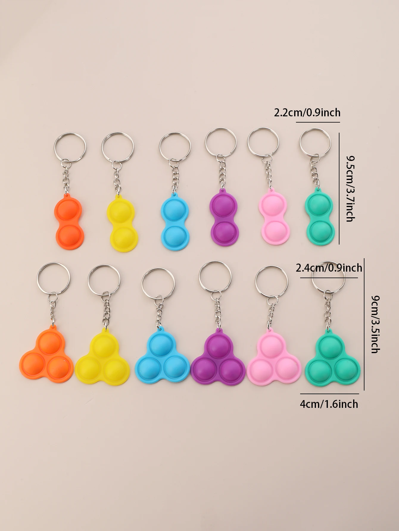 12pcs Mini Pop Fidget Keychain Sensory Fun Toy, Anti-Anxiety Stress Relief Autism Luggage Accessories