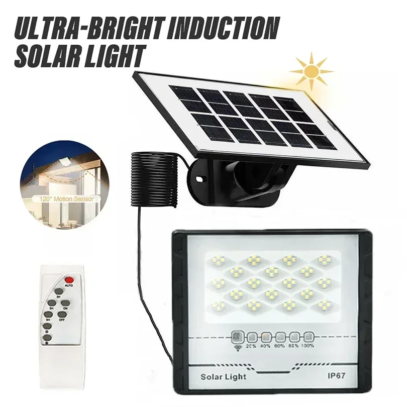 Remote Control Solar LED Wall Light Waterproof Outdoor Garden Spotlight