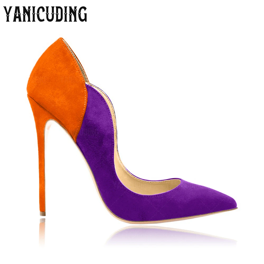 أشار تو الجلد المدبوغ الخناجر البتلة خياطة عالية الكعب مضخات مثير نمط الانزلاق على خنجر عالية الكعب أنيقة نمط مأدبة الكعوب