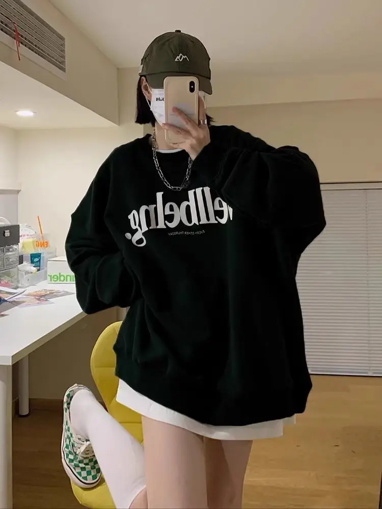 レディース スウェットシャツ 冬服 女性用 ジップアップ 暖かい ネイビーブルー トレンディ インス ヒップホップ トップス オーバーサイズ ニッチ ハイストリート ヴィンテージ ドゥ オールド