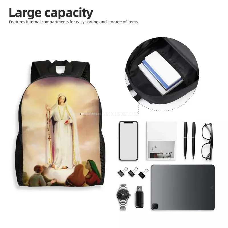 Customized Our Lady Of Fatima Backpack Catholic Christian Virgin Mary College School Travel Bags Bookbag Fits 15 Inch Laptop