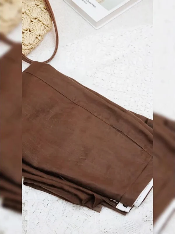 Pantalon d'été à jambes larges pour femmes, drapé en lin, ample, taille haute, amincissant, droit, décontracté, en coton et lin, Long