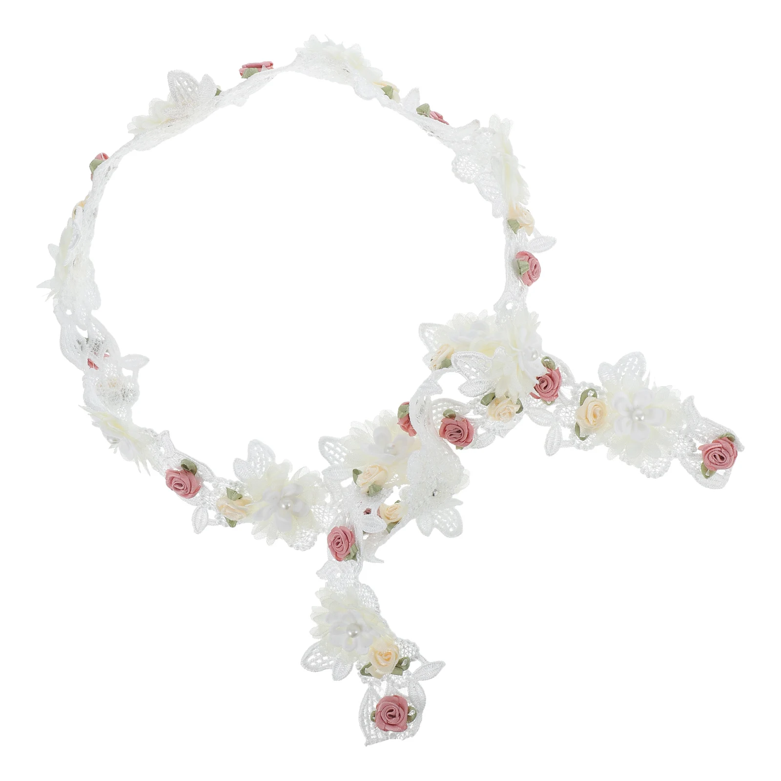 

Lace Ribbon White for Flower Bouquet Decorate Milk Shredded ABS Trim Sewing Bride