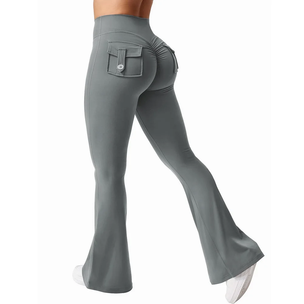 Fitness Yoga Leggings for Women Button Pocket Gym Leggings High Waist Butt Liftting Tights Leggins