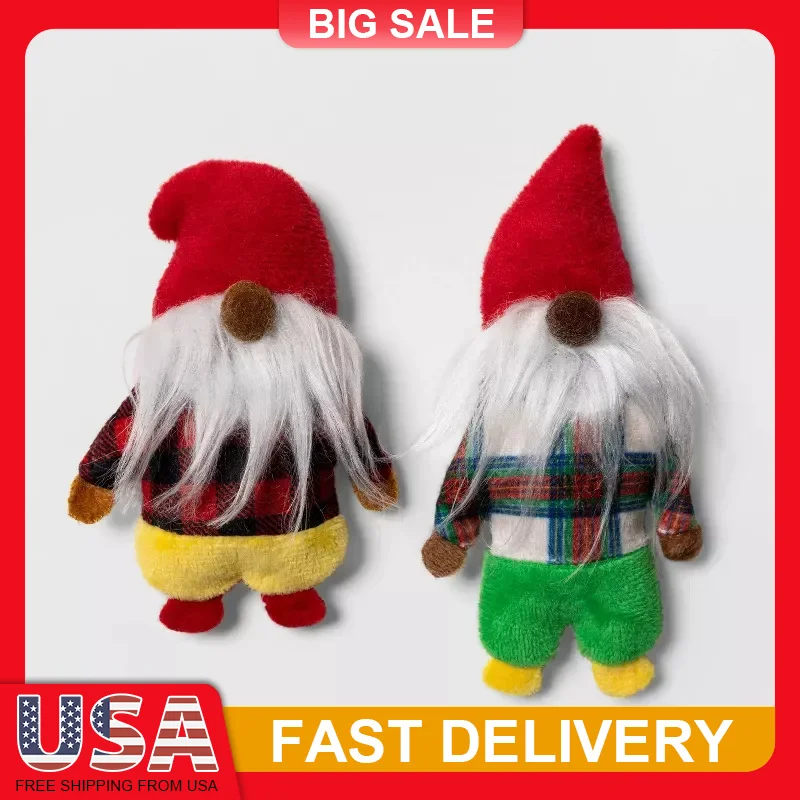 

2 Pack Catnip Plush Gnome Cat Toys Set Soft Fabric Interactive Play for Kittens with Plaid Shirt Design Pouncing Toy Gift