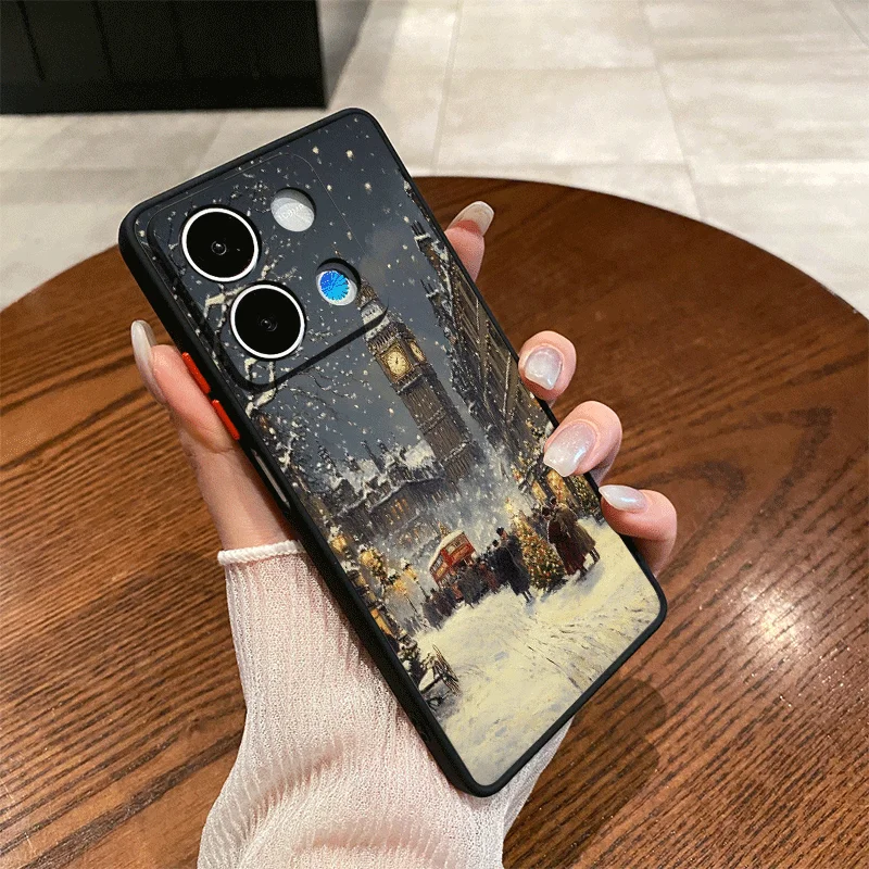 الشتاء الثلوج مشهد شجرة عيد الميلاد الفن قضية الهاتف لسامسونج غالاكسي A56 A55 A54 A53 A52 A51 A16 A15 A14 A07 A06 الغطاء الخلفي الصلب