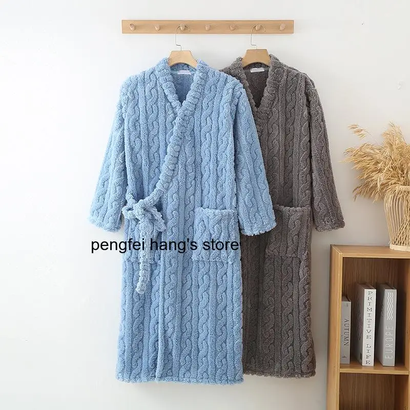 Thicken Women Grid Kimono Gown Bathrobe Autumn Winter Newest Robe Sleepwear Home Wear Flannel Warm Loungewear Comfy Nightwear