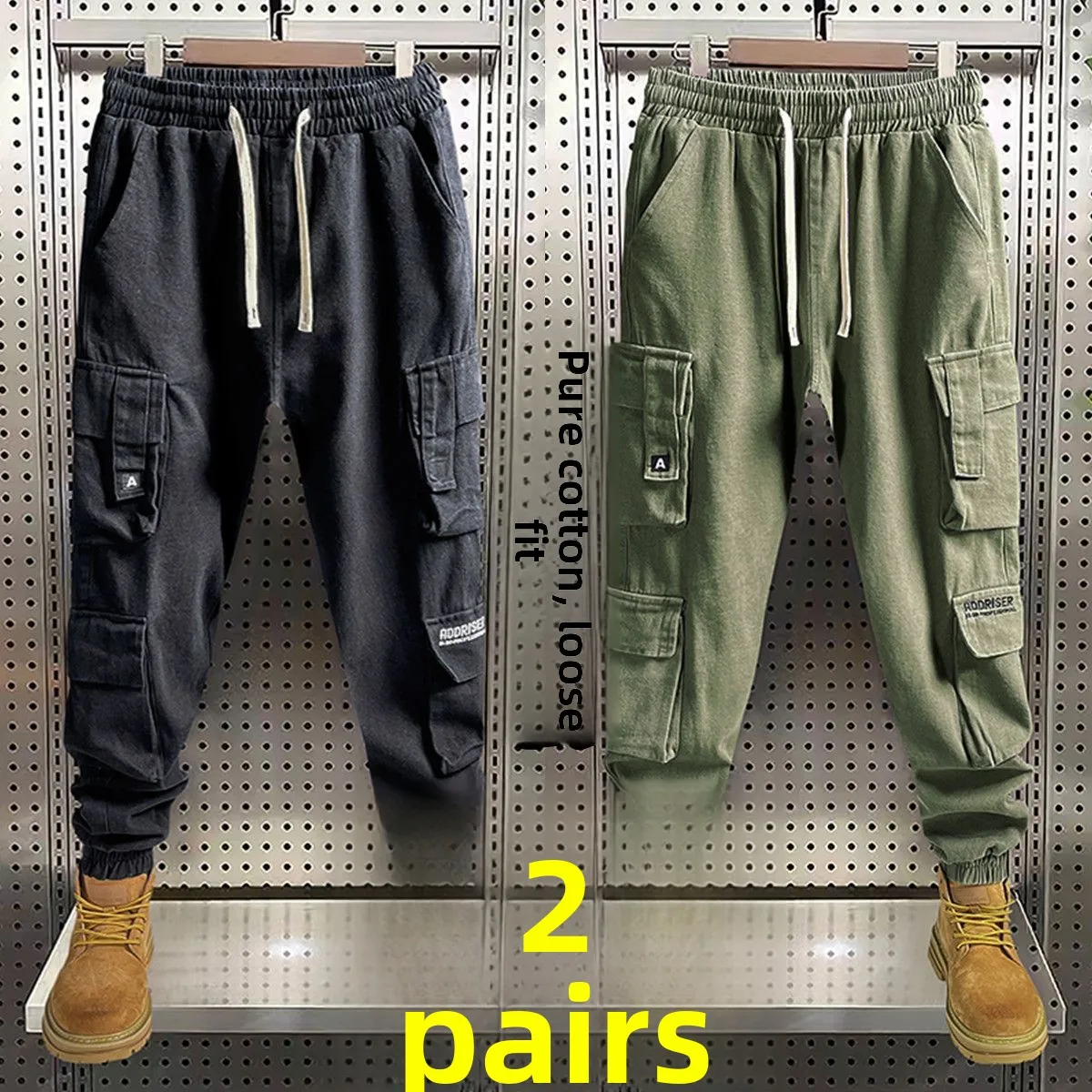 

Men's Casual Cotton Work Trousers Spring Summer Welding Auto Repair Anti-Scald Wear Resistant Cuffed Leisure Work Pants