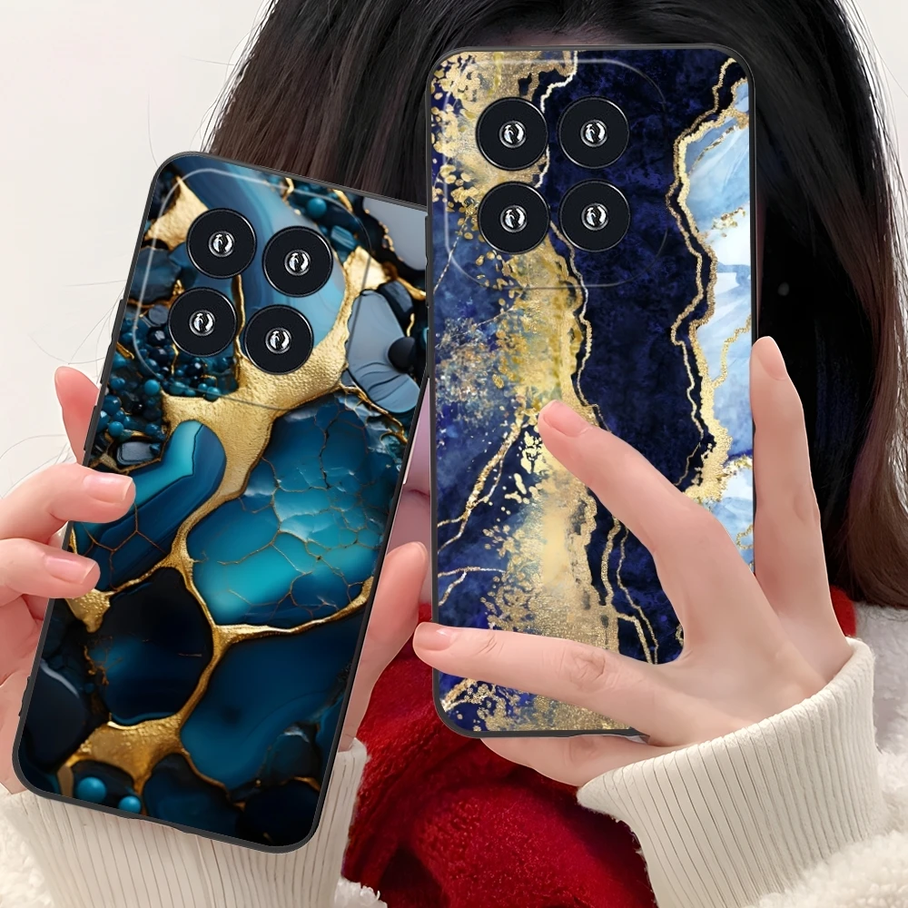 Luxury Golden Stone Mobile Cell Phone Case for Xiaomi 14 13 12 11 10 9 T Ultra Lite Pro S SE X 5G Black Soft Phone Cover Shell