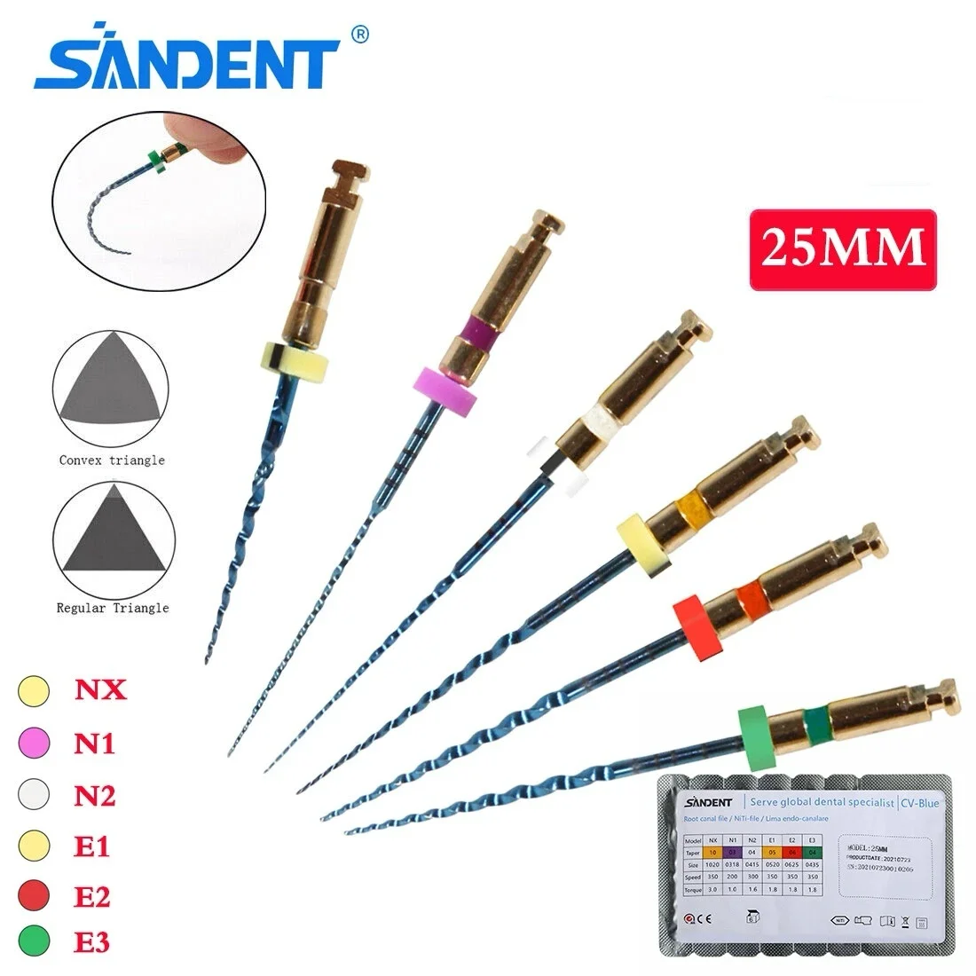 

Набор из 6 шт. (1 упаковка) стоматологических роторных файлов NiTi Super для эндодонтических моторов, для корневых каналов, 25 мм