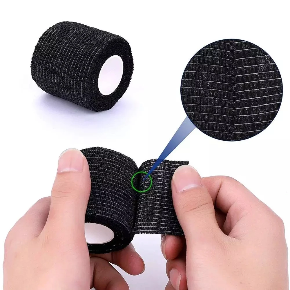 5/10/15/20 Black Tattoo Grip Bandage Cover Wraps Tapes Tattoo Accessories Nonwoven Waterproof Self Adhesive Finger Protection