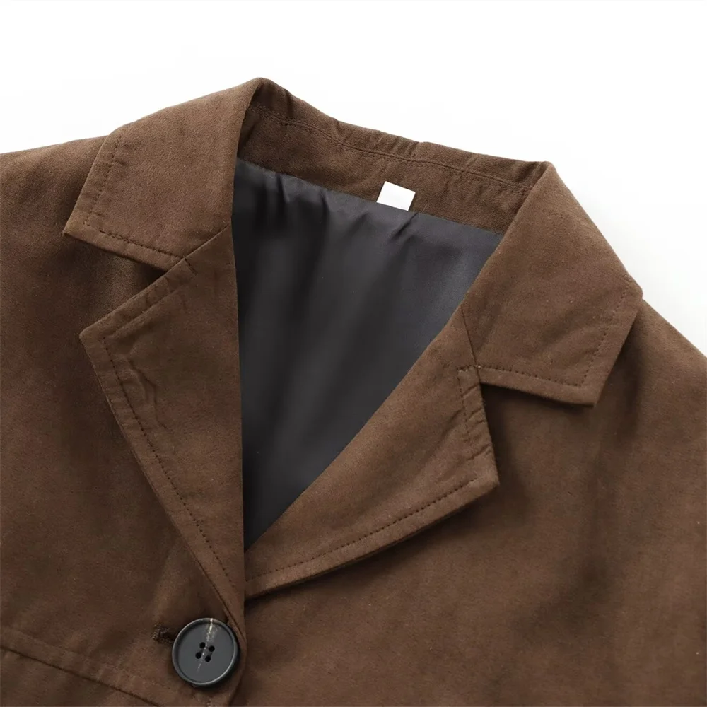 2024 RARF Autumn New European and American Style Versatile Old Money Style Brown Suede Leather Short Coat