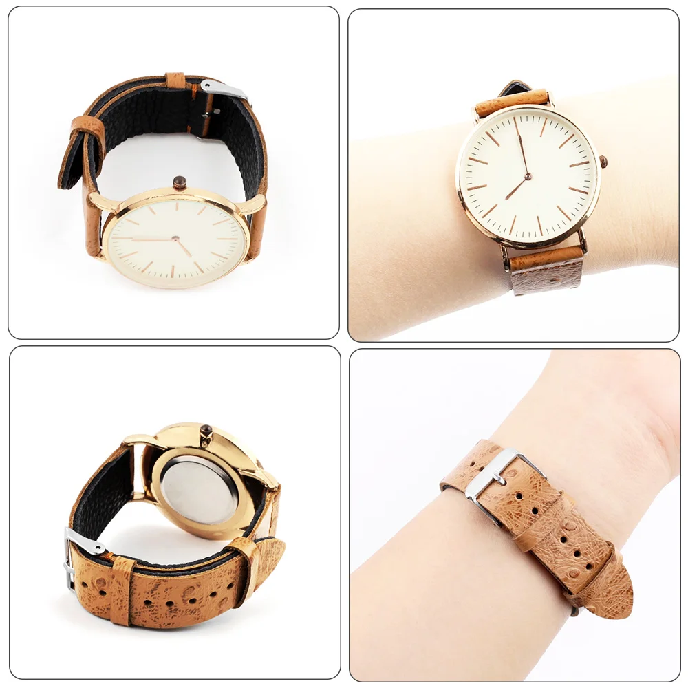 Handmade Ostrich Pattern Genuine Leather Watchband Belt Bracelets for 16/17/18/19/20/21/22mm Waterproof Men\'s Watch Strap