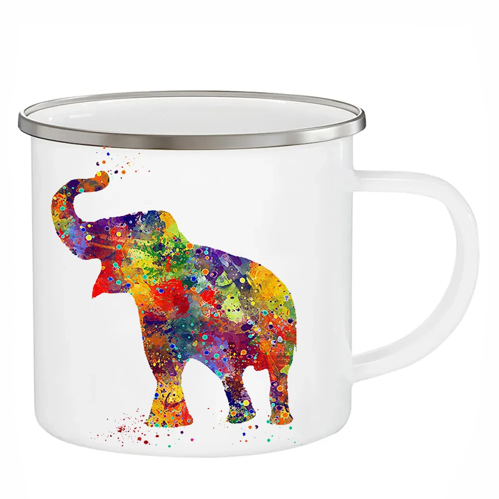 Watercolor Elephant Cups Nursery Art Enamel Mugs 12OZ Kids Children Gifts Coffee Mugs Home Decal Juice Milk Water Mugs Drinkware