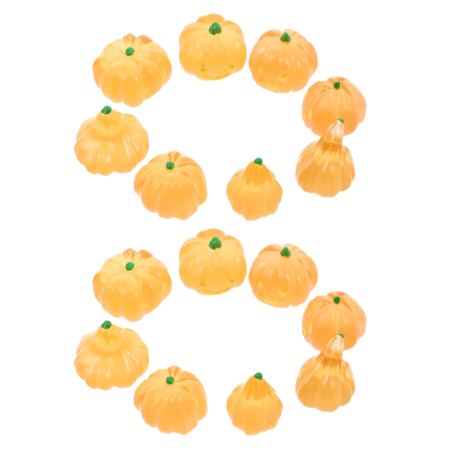 16Pcs Luminous Mini Fall Pumpkins Artificial Small Pumpkins for Crafts Halloween Indoor Decorations Desktop Window Sill Car
