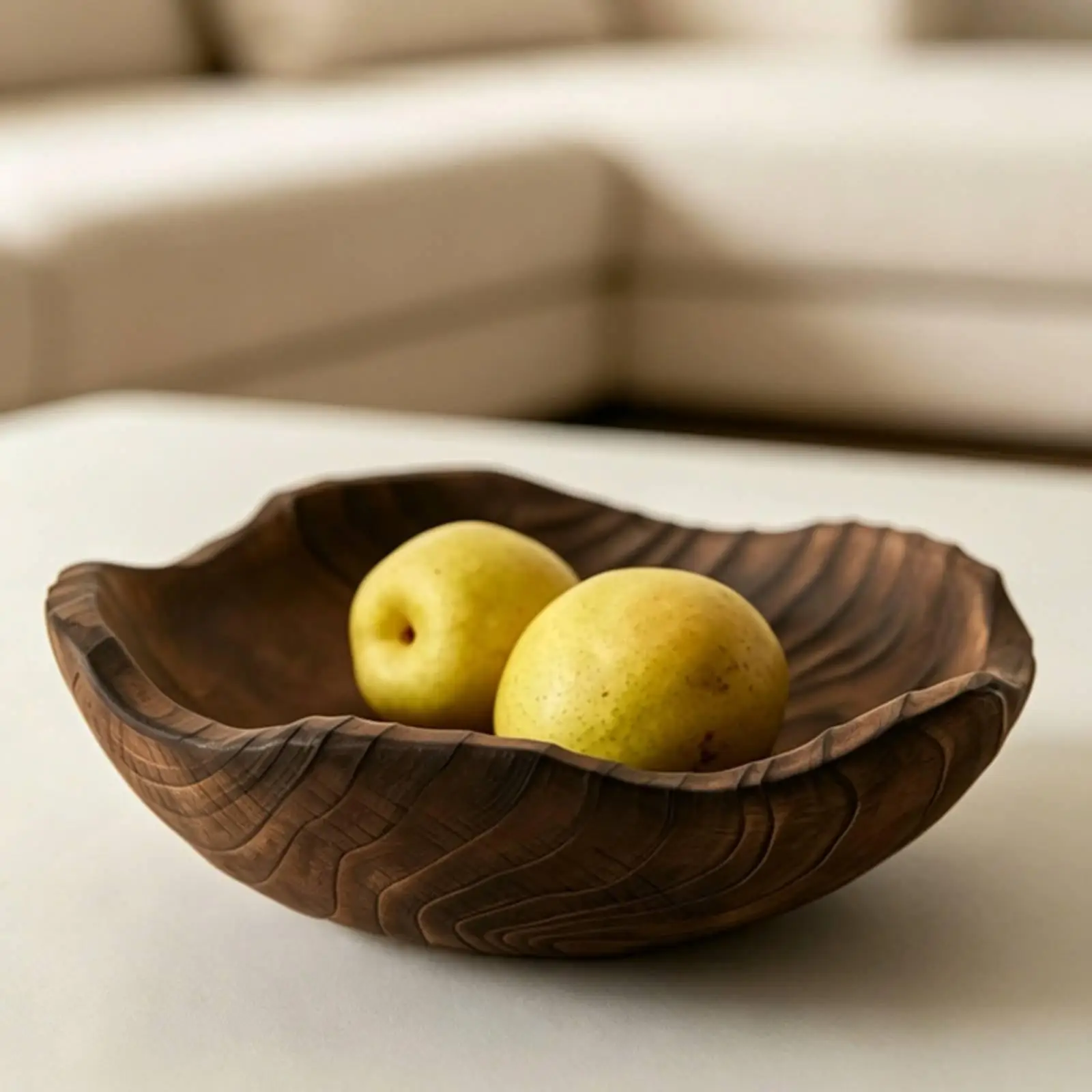 Decorative Serving Tray Handcrafted Look Composite Bowl Decorative Centerpiece for Dining Table