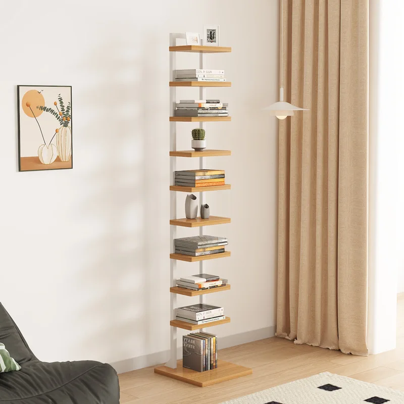 Bedside bookshelf multi-layer display rack baffle living room floor type simple storage rack narrow side invisible bookshelf she