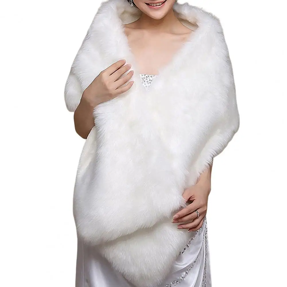 Lightweight Shawl Elegant White Plush Shawl Wrap for Evening Dress Cheongsam Soft Textured Warm Scarf for Autumn Winter for A