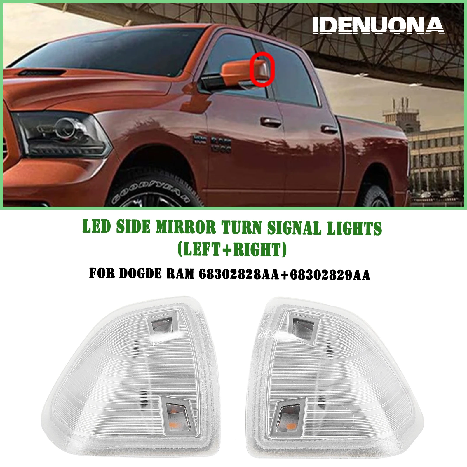 

Rear View Side Mirror Turn Signal Puddle Light Rearview Reverse Lamp For Dodge Ram 1500 2500 3500 68302828AA 68302829AA