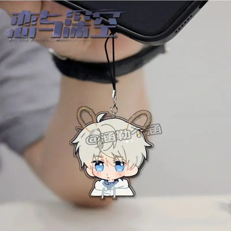 Anime jogo amor e espaço profundo kawaii cosplay telefone cordão zayne ralayo xavier mini corda lariat acrílico pingente decoração adereços presente
