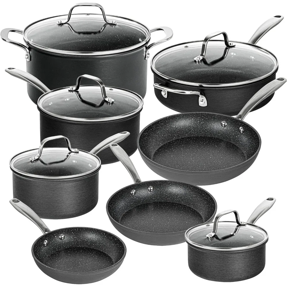 13 Pc Pots and Pans Set Non Stick Cookware Set, Kitchen Cookware Sets, Pot and Pan Set, Pot Set, Hard Anodized Non Stick Pots