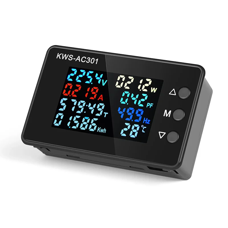 New KWS-AC301 Voltmeter Ammeter AC 50-300V Power Energy Meter 8 in1 LED Digital AC Wattmeter Electricity Meter 0-100A