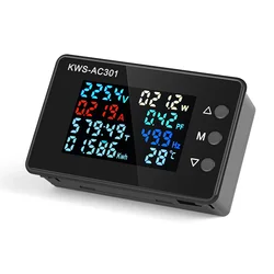 New KWS-AC301 Voltmeter Ammeter AC 50-300V Power Energy Meter 8 in1 LED Digital AC Wattmeter Electricity Meter 0-100A