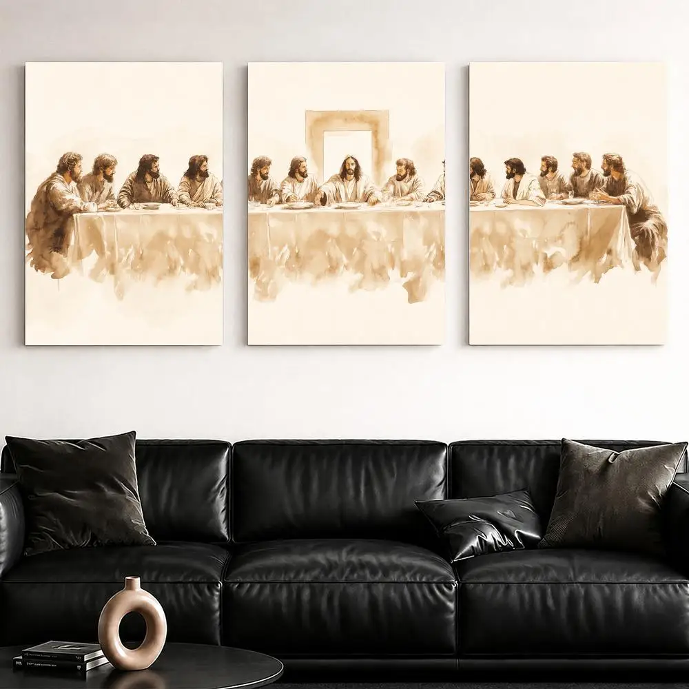 Jesus the Last Supper Framed Wall Painting Ready to Hang Canvas Wall Art Poster for Bedroom Living Room Home Decor Gift