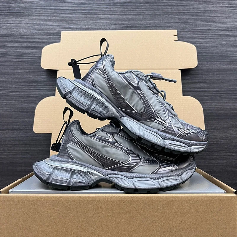 

Shiny Chunky Dad Sneakers Functional Casual Sports Shoes Trendy Streetwear Comfort Daily Wear Fashion Footwear for Men Women