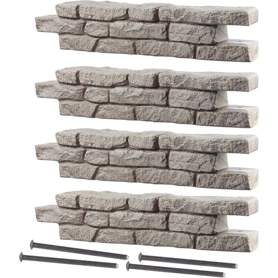 

Rock Lock Interlocking Landscape Edging and Border System Straight Section With Spikes 4-Foot Long Pack of 4 Black Durable Conc