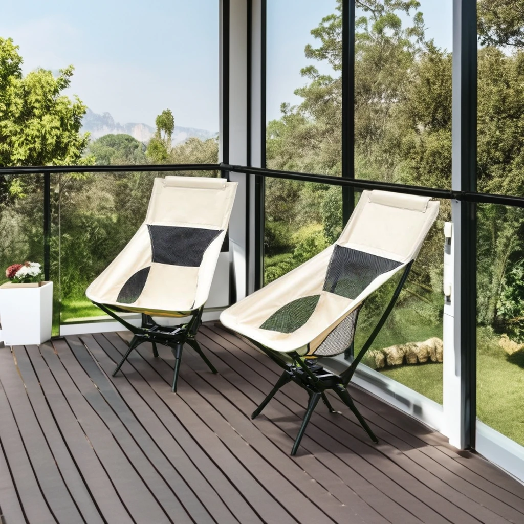 

Portable Outdoor Iron Folding Chair with Lumbar Back Padded for Outdoor Tables Use