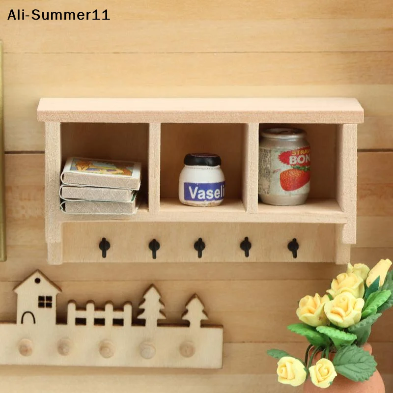 

【A6L】】1/12 Dollhouse Simulation Mini Wall Shelf Hanging Rack Model Dollhouse Living Furniture Decoration Dolls House Accessories
