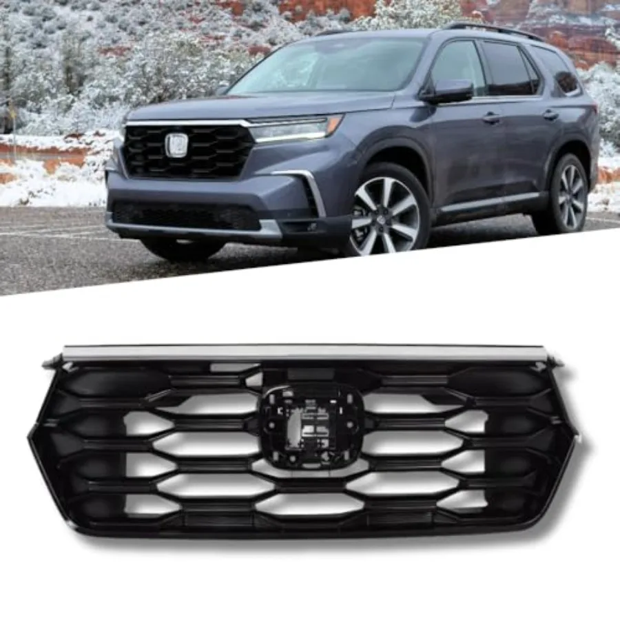 

Front Grill with Chrome Trim for Honda Pilot 2023 2024 Models Gloss Black Finish Enhanced Aerodynamic Design for Premium Vehicl