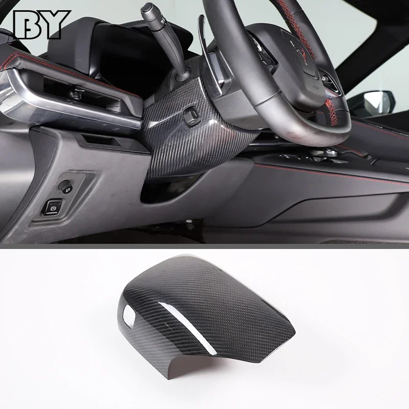 Real Carbon Fiber For Chevrolet Corvette C8 Z51 Z06 2020-2023 Car Steering Wheel Base Lower Trim Cover Sticker Accessory