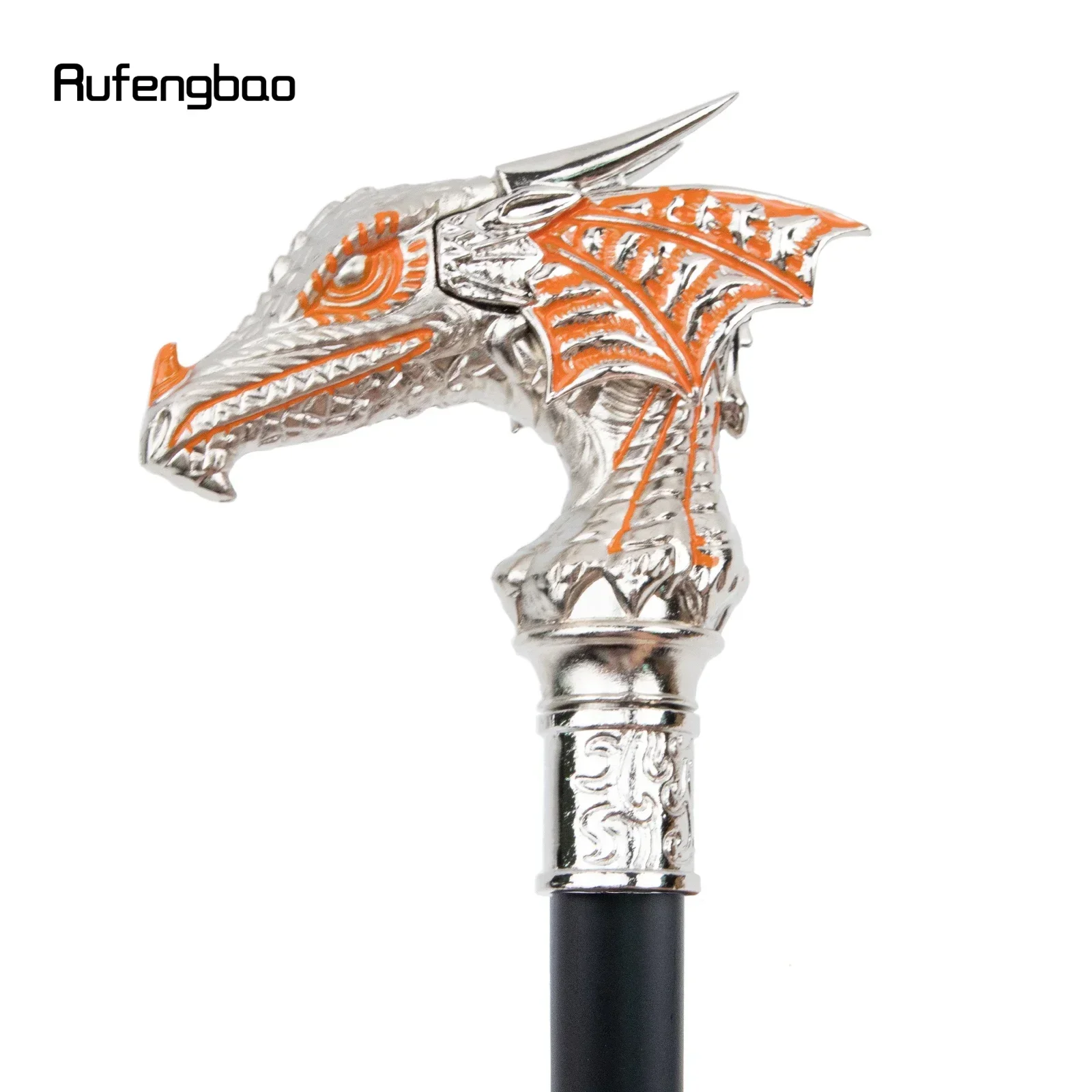 Orange White Luxury Dragon Head Walking Cane Fashion Decorative Cane For Halloween For Cosplay And Parties, For Cosplay & Party