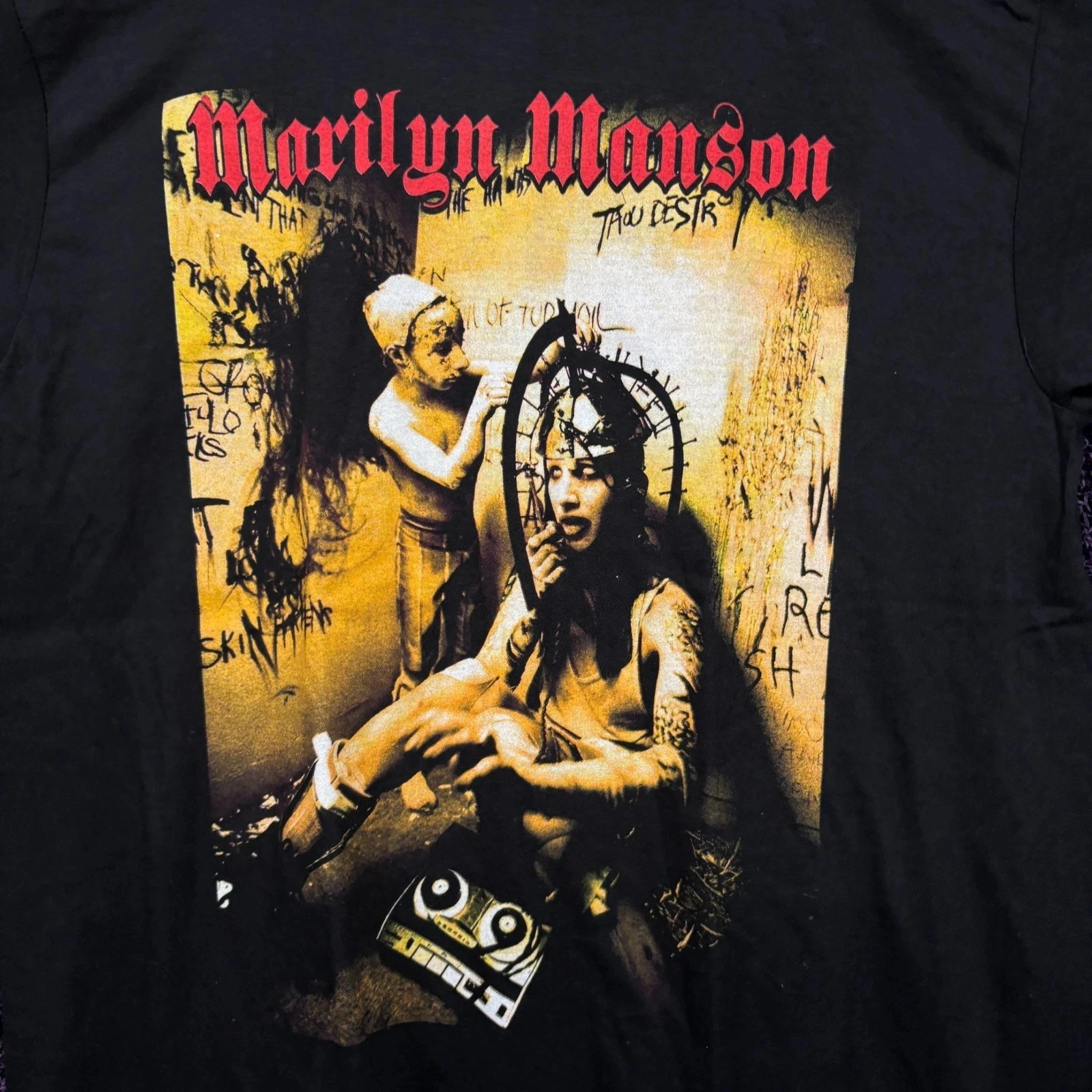 Marilyn Manson Antichrist Superstar Vintage Black Metal Band Graphic Tee Cotton Mens Womens T-Shirt Summer Streetwear