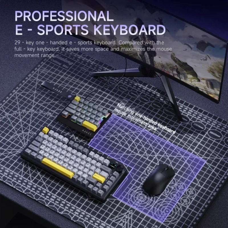 Ajazz Ak029 One Handed Gaming Keyboard 29 Keys Rgb Backlit Hot Swappable Magnetic Switch Customizable Hifi Edition For Pc Gamers