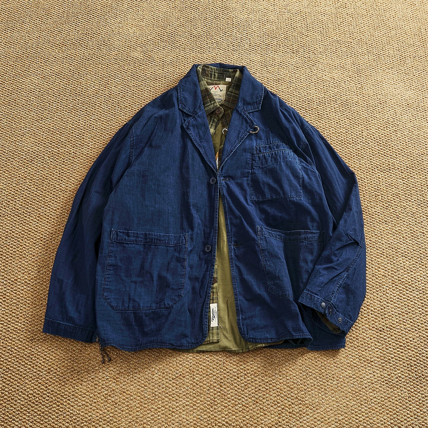 

Spring and Autumn New American Retro Blue Dyeing Thin Denim Suit Jacket Men's High Street 100% Cotton Casual Workwear Lapel Caot