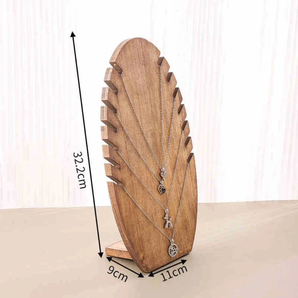 

Wood Flame Shape Jewelry Display Stand Desktop Window Display Pendant Necklace Display Board Solid Wood Jewelry Organizer Shelf