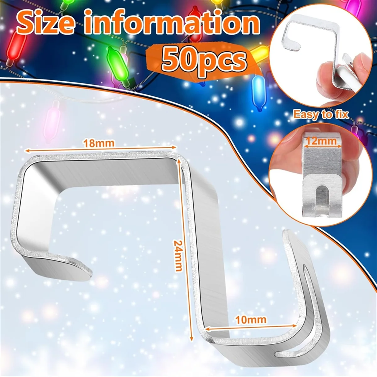 ONCE 50 Pcs Light Gutter Hooks Gutter Hooks for Outdoor Lights Christmas Light Clips Weatherproof Gutter Hanger