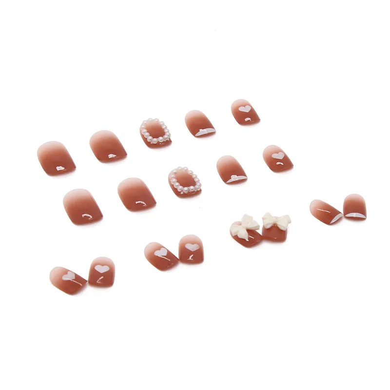 24 PCS Short Round Nail Piece False Nails French Stick on Jelly Fake Nail for Nail Salon Short Round French 24 PCS